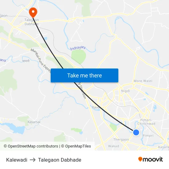 Kalewadi to Talegaon Dabhade map
