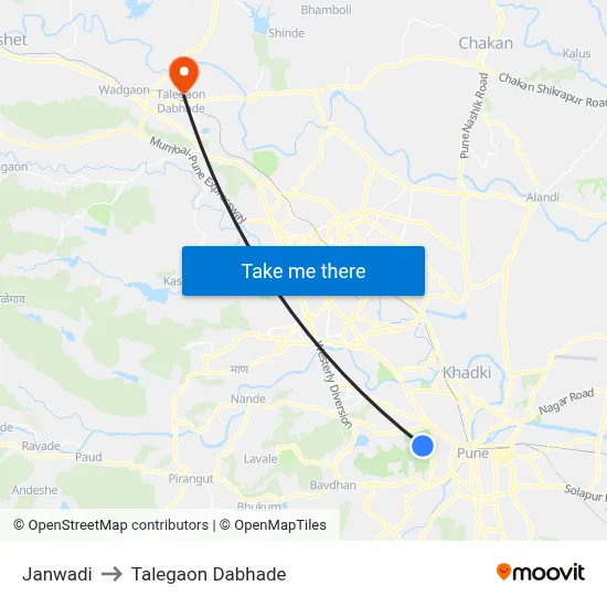 Janwadi to Talegaon Dabhade map