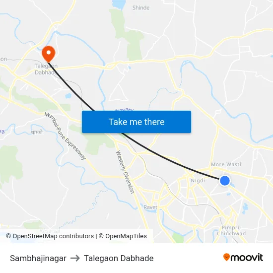 Sambhajinagar to Talegaon Dabhade map