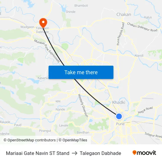 Mariaai Gate Navin ST Stand to Talegaon Dabhade map