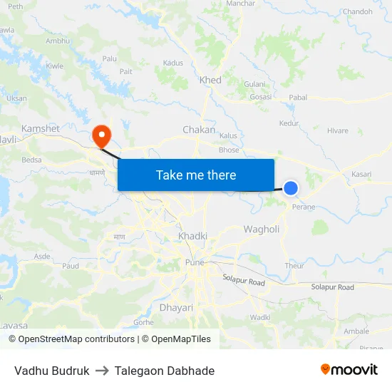 Vadhu Budruk to Talegaon Dabhade map