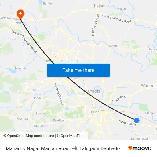Mahadev Nagar Manjari Road to Talegaon Dabhade map