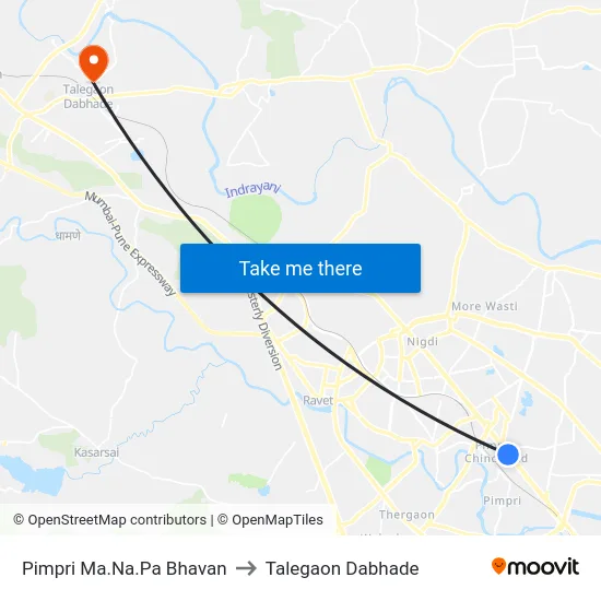 Pimpri Ma.Na.Pa Bhavan to Talegaon Dabhade map