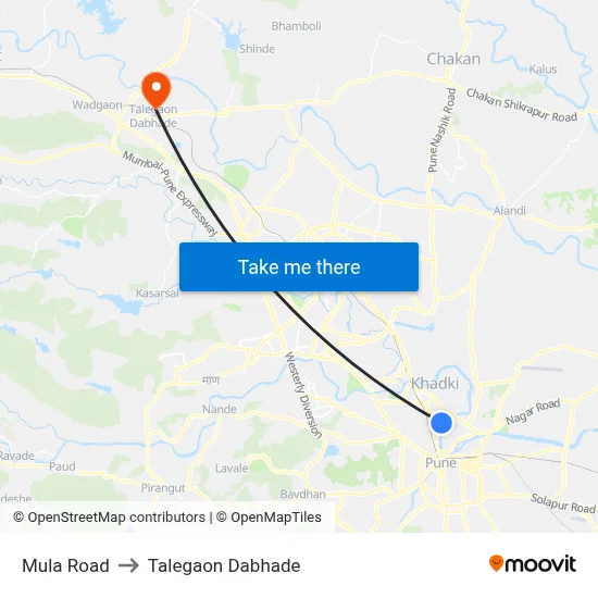 Mula Road to Talegaon Dabhade map