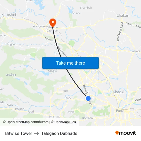 Bitwise Tower to Talegaon Dabhade map