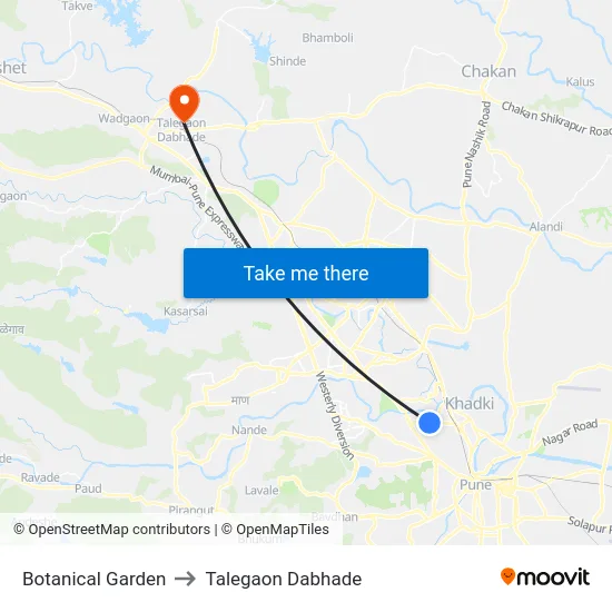 Botanical Garden to Talegaon Dabhade map