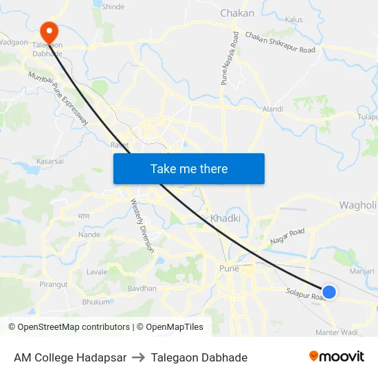AM College Hadapsar to Talegaon Dabhade map