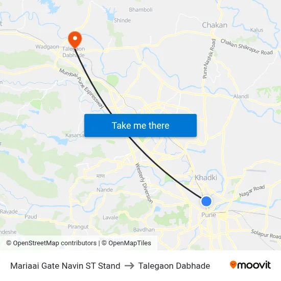 Mariaai Gate Navin ST Stand to Talegaon Dabhade map