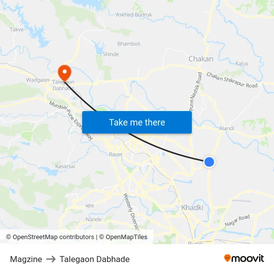Magzine to Talegaon Dabhade map