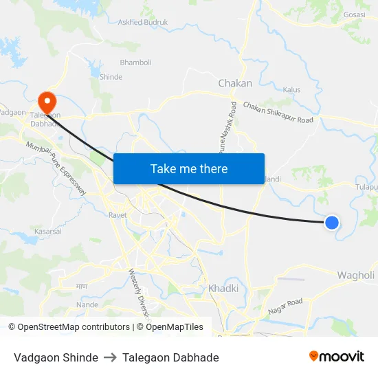 Vadgaon Shinde to Talegaon Dabhade map