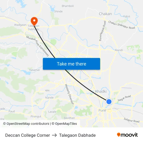 Deccan College Corner to Talegaon Dabhade map