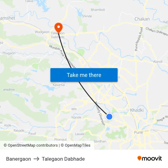 Banergaon to Talegaon Dabhade map