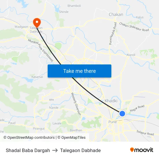 Shadal Baba Dargah to Talegaon Dabhade map