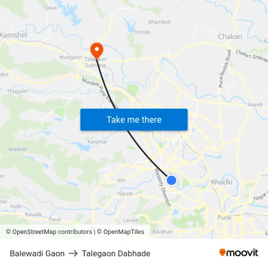 Balewadi Gaon to Talegaon Dabhade map
