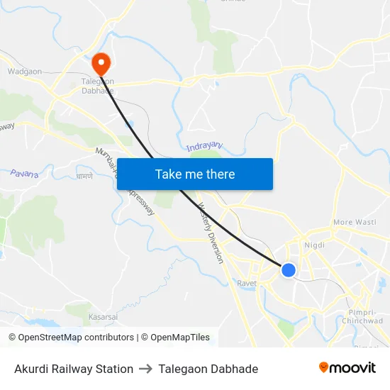 Akurdi Railway Station to Talegaon Dabhade map
