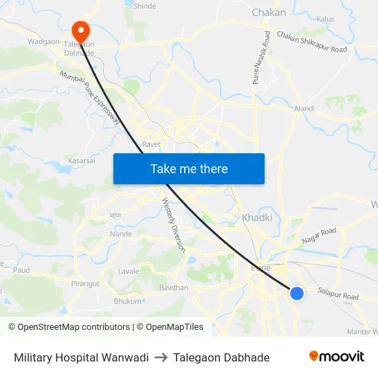 Military Hospital Wanwadi to Talegaon Dabhade map
