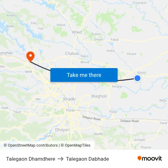 Talegaon Dhamdhere to Talegaon Dabhade map
