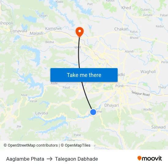 Aaglambe Phata to Talegaon Dabhade map