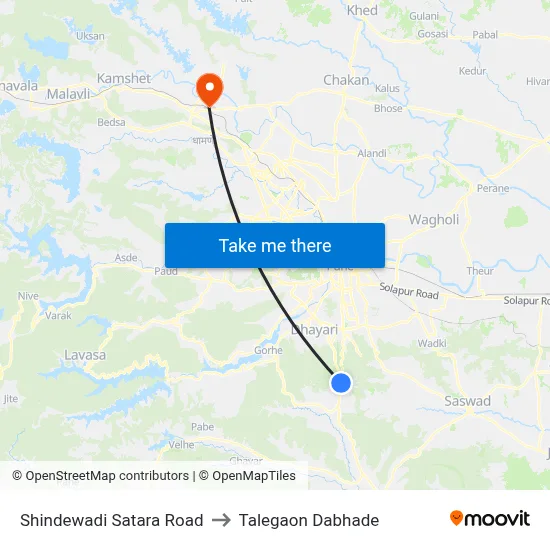Shindewadi Satara Road to Talegaon Dabhade map