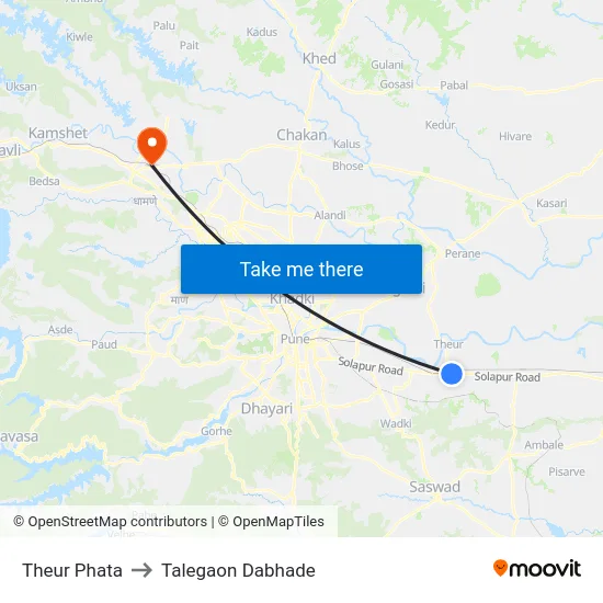 Theur Phata to Talegaon Dabhade map
