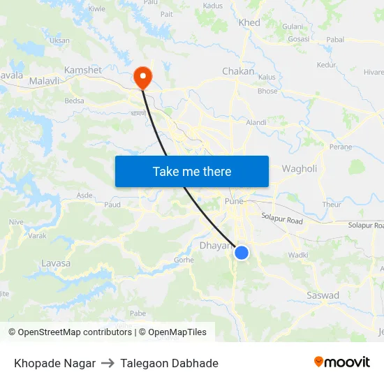 Khopade Nagar to Talegaon Dabhade map