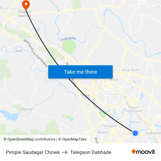 Pimple Saudagar Chowk to Talegaon Dabhade map