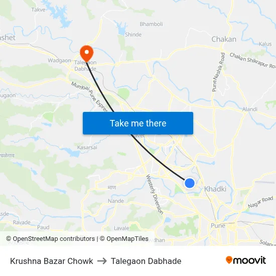 Krushna Bazar Chowk to Talegaon Dabhade map