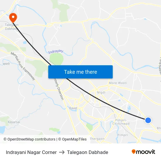 Indrayani Nagar Corner to Talegaon Dabhade map