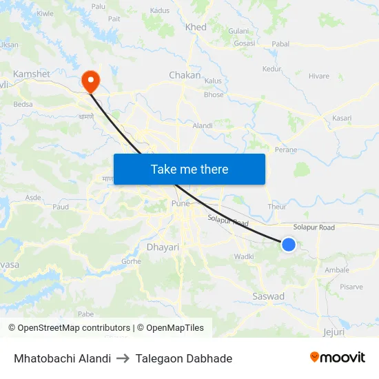 Mhatobachi Alandi to Talegaon Dabhade map