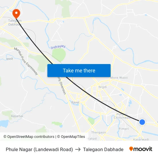 Phule Nagar (Landewadi Road) to Talegaon Dabhade map