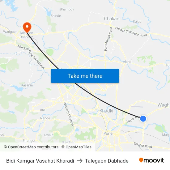 Bidi Kamgar Vasahat Kharadi to Talegaon Dabhade map