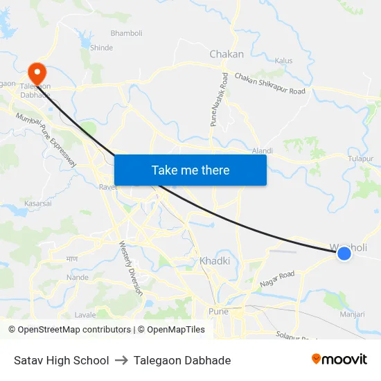 Satav High School to Talegaon Dabhade map