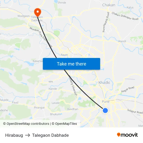 Hirabaug to Talegaon Dabhade map