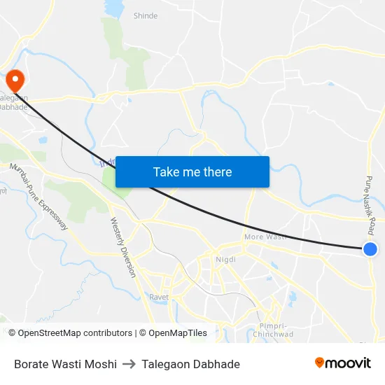 Borate Wasti Moshi to Talegaon Dabhade map