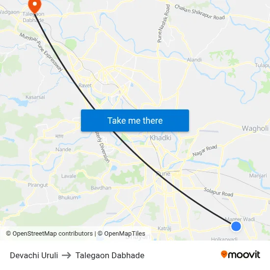Devachi Uruli to Talegaon Dabhade map