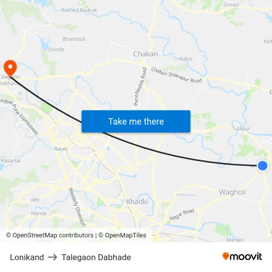 Lonikand to Talegaon Dabhade map