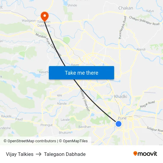 Vijay Talkies to Talegaon Dabhade map