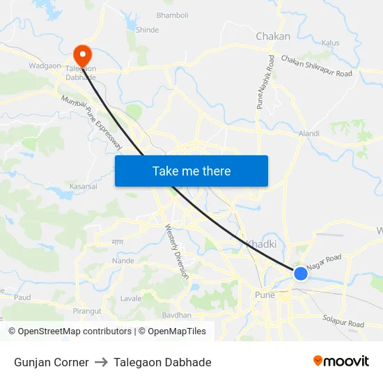 Gunjan Corner to Talegaon Dabhade map