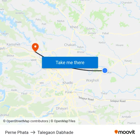 Perne Phata to Talegaon Dabhade map