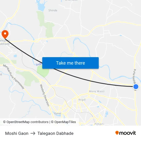 Moshi Gaon to Talegaon Dabhade map