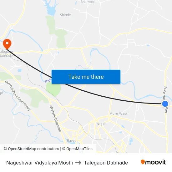 Nageshwar Vidyalaya Moshi to Talegaon Dabhade map
