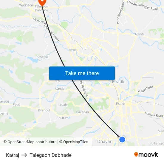 Katraj to Talegaon Dabhade map