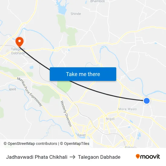 Jadhavwadi Phata Chikhali to Talegaon Dabhade map