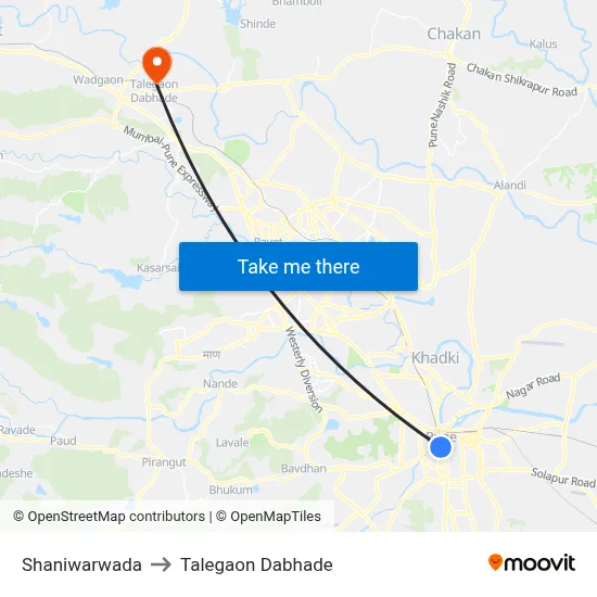 Shaniwarwada to Talegaon Dabhade map