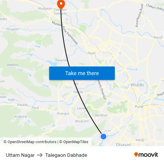 Uttam Nagar to Talegaon Dabhade map