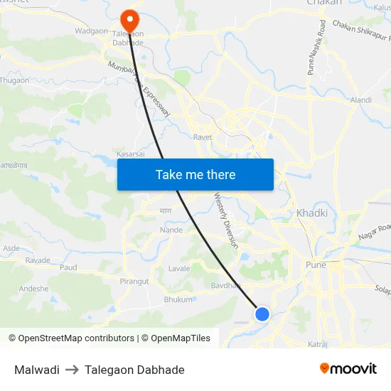 Malwadi to Talegaon Dabhade map