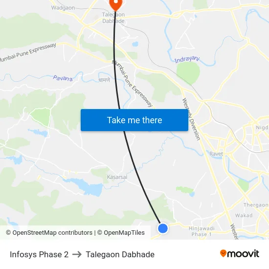 Infosys Phase 2 to Talegaon Dabhade map
