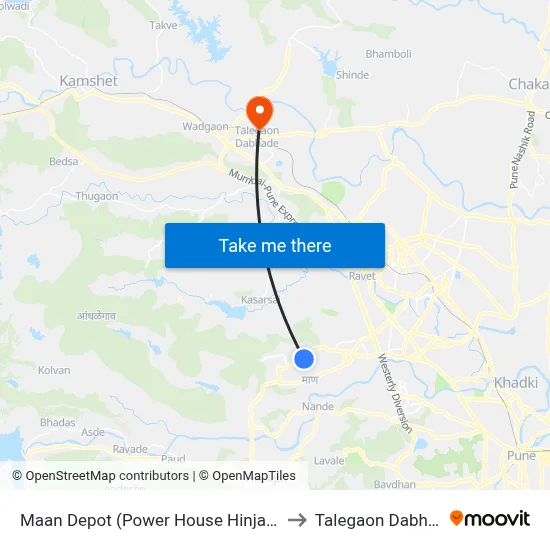 Maan Depot (Power House Hinjawadi) to Talegaon Dabhade map