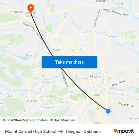 Mount Carmel High School to Talegaon Dabhade map