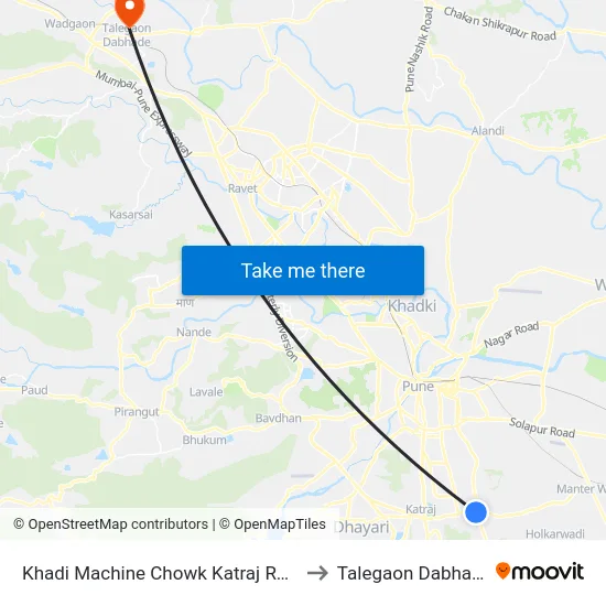 Khadi Machine Chowk Katraj Road to Talegaon Dabhade map